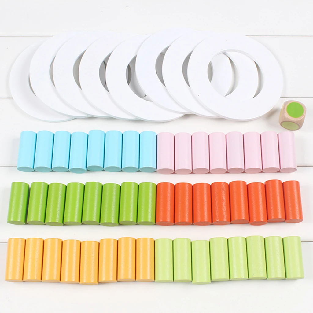 Wooden Stacking Pisa Tower Blocks Balancing Chess Board Games Playset Montessori Toy Toddlers Baby Early Sensory Training