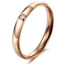 Martick Anel Aço Inoxidável 316L Rose Ouro Com Jóia de Cristal Para Mulheres Tamanho 4-9 R19