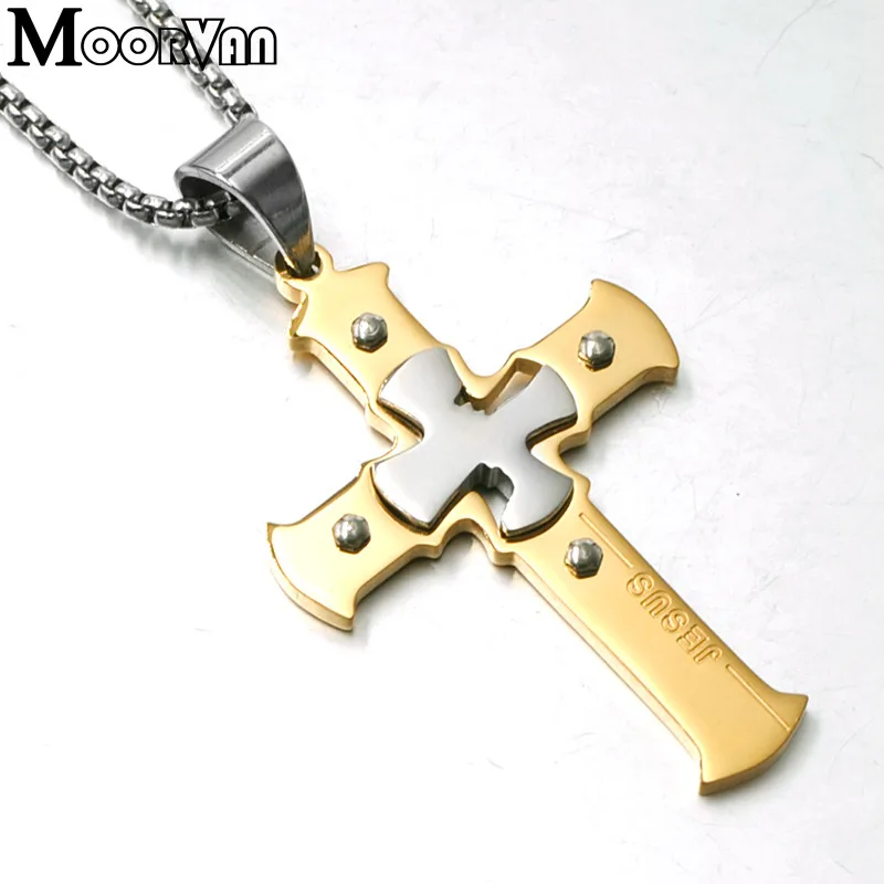 Ожерелье с подвеской Moorvan Crucifix для мужчин ожерелье из нержавеющей стали в виде