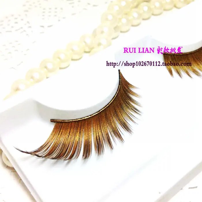 

International Stained Color Exaggeration False Eyelashes Extended Golden Eyelashes Stage Plastic Arts Wholesale