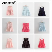 VIDMID baby girls sleeveless flowers dresses for girls summer cotton Princess clothing kids girls short sleeve clothes kids