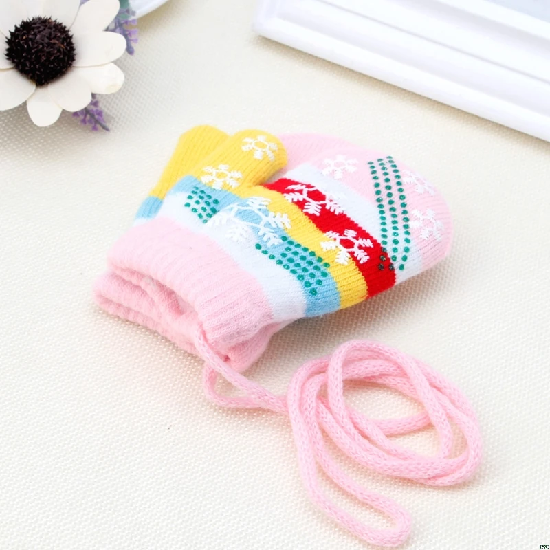 Snow Baby Gloves Kids Mitten Children Knit Velvet Warm Kid Gloves Winter