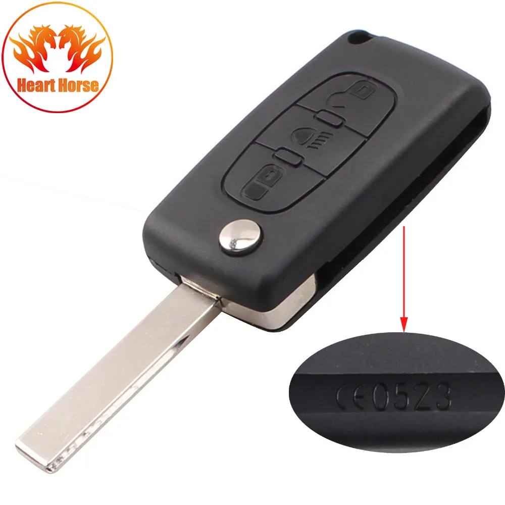 

3 Buttons Flip Key Case Blank Shell For Citroen Xrasa Picasso C2 C3 C4 C5 C6 C8 CE0523 With Groove Without Battery Holder