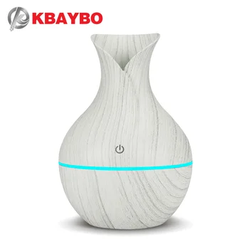 

KBAYBO 130ml USB mini electric humidifier aroma diffuser ultrasonic wood grain air humidifier with 7 color LED light for home