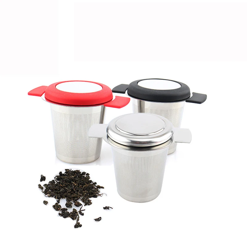

Kitchen Gadgets Stainless Steel Tea Filter Reusable Infuser Basket Mesh Tea Strainer With Handles Lid Coffee Leaf Filters Tools