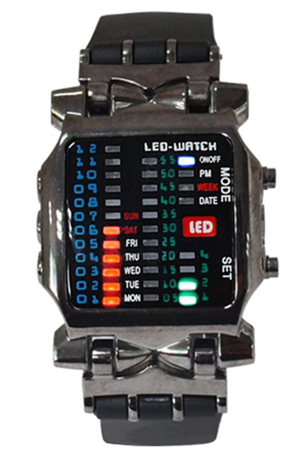 Unisex BINARY LED watch digital day stained sports trend watch gun color-in Digital Watches from