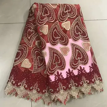 

2019 Latest African Lace Fabric With Stones Nigerian Wedding Embroidered French Tulle Lace Material For Bridal Dress