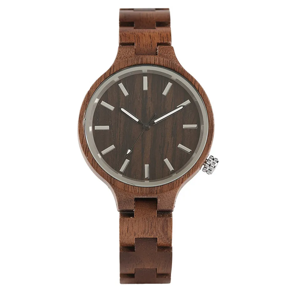 Casual Brown Two Styles Natural Sandalwood Wood Women Quartz Wrist Watch Handmade Wooden Sister Sports Watches Gifts (2)
