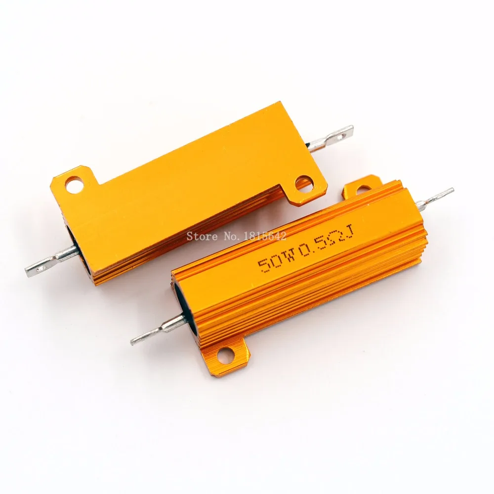 

RX24 50W 0.5R 0.5RJ Metal Aluminum Case High Power Resistor Golden Metal Shell Case Heatsink Resistance Resistor 0.5 ohm 50w