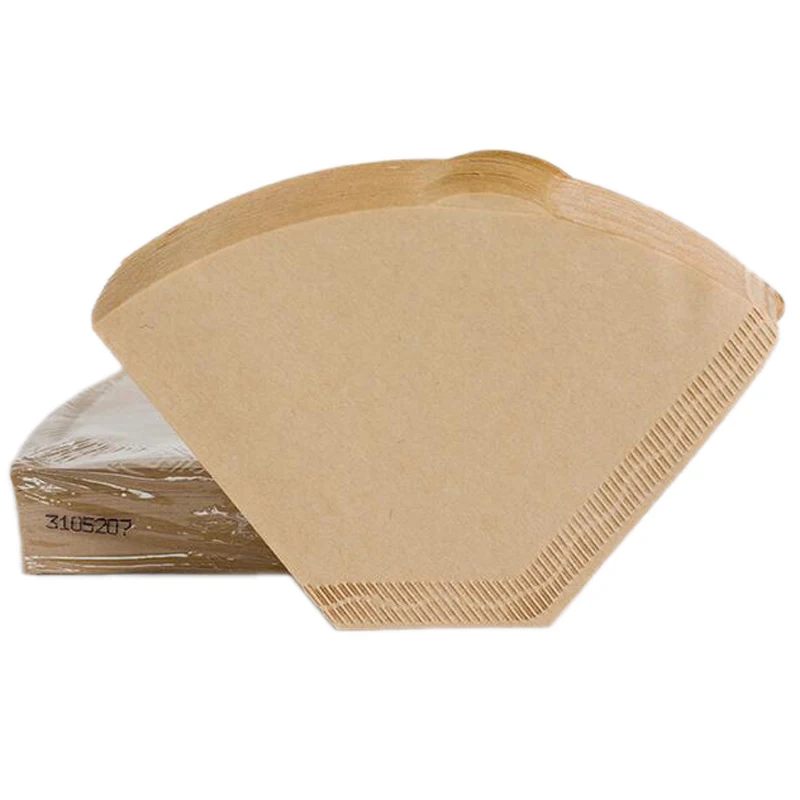 100 Pcs/Set Cone Shape Disposable Coffee Filter Paper Unbleached Pre