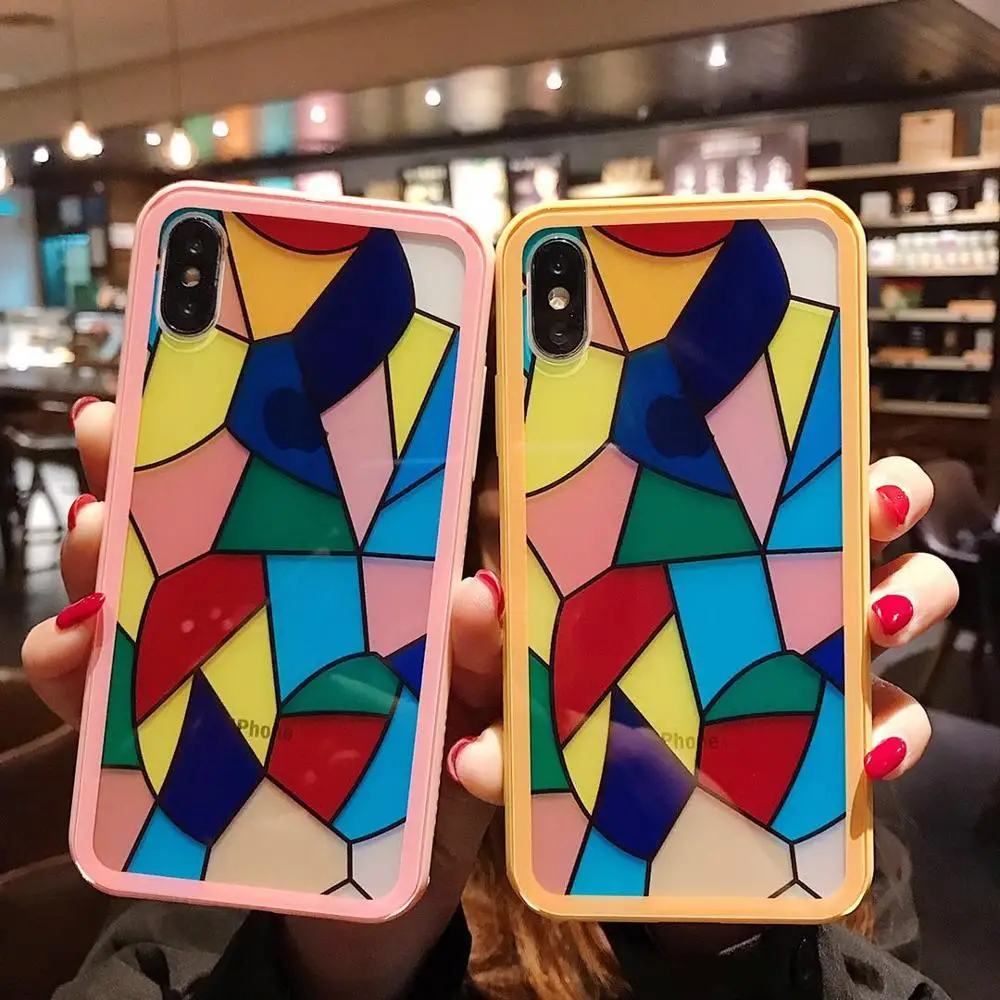 

FastDeng Fashion Colorful phone case for iPhone X XR XS Max Irregular Geometry pattern Simple case for iPhone 6 6s 7 8 plus case