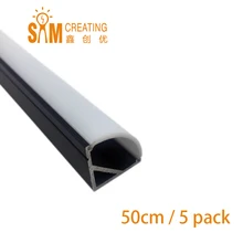 5 шт. черный светодиодный алюминиевый канал треугольной формы изогнутые крышки и крепежные зажимы для светодиодной ленты шириной 12 мм