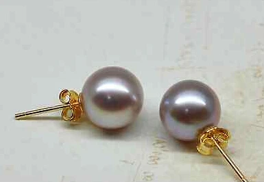

ry00499 a charming pair of AA+10-11mm south sea purple pearl earring 14k A0422