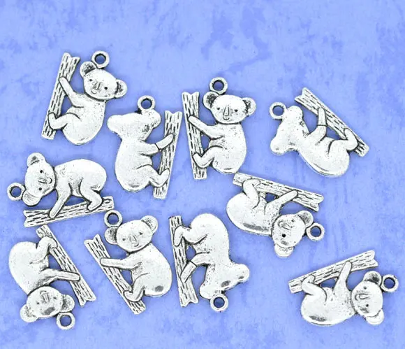 Подвески DoreenBeads из цинкового металлического сплава серебристые Koala 20 мм (6/8 дюйма)