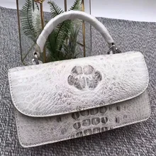 Модная дизайнерская натуральная Сумочка для женщин из крокодиловой кожи, маленькая белая Сумочка, кошелек из кожи аллигатора, Женская мини-сумка на плечо с клапаном