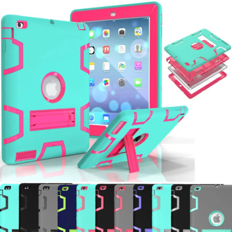 For iPad Air 1 Case Kids Child Shockproof Heavy Duty Hybrid Armor Stand