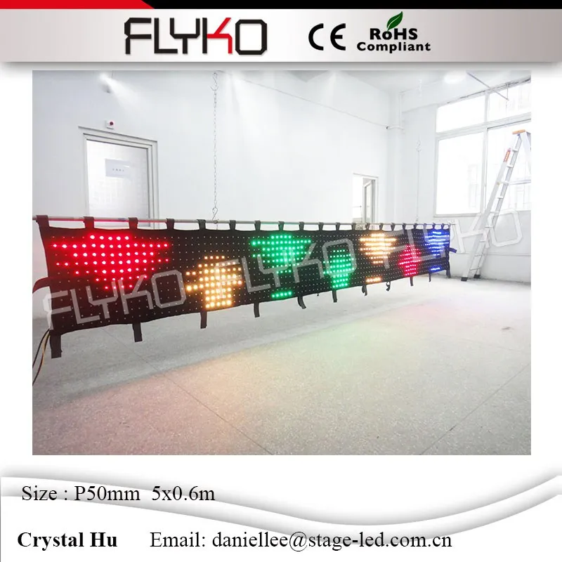 

FLYKO fashion show led video curtain controller led DJ video curtain led curtain for 2016 P50mm 5x0.6m