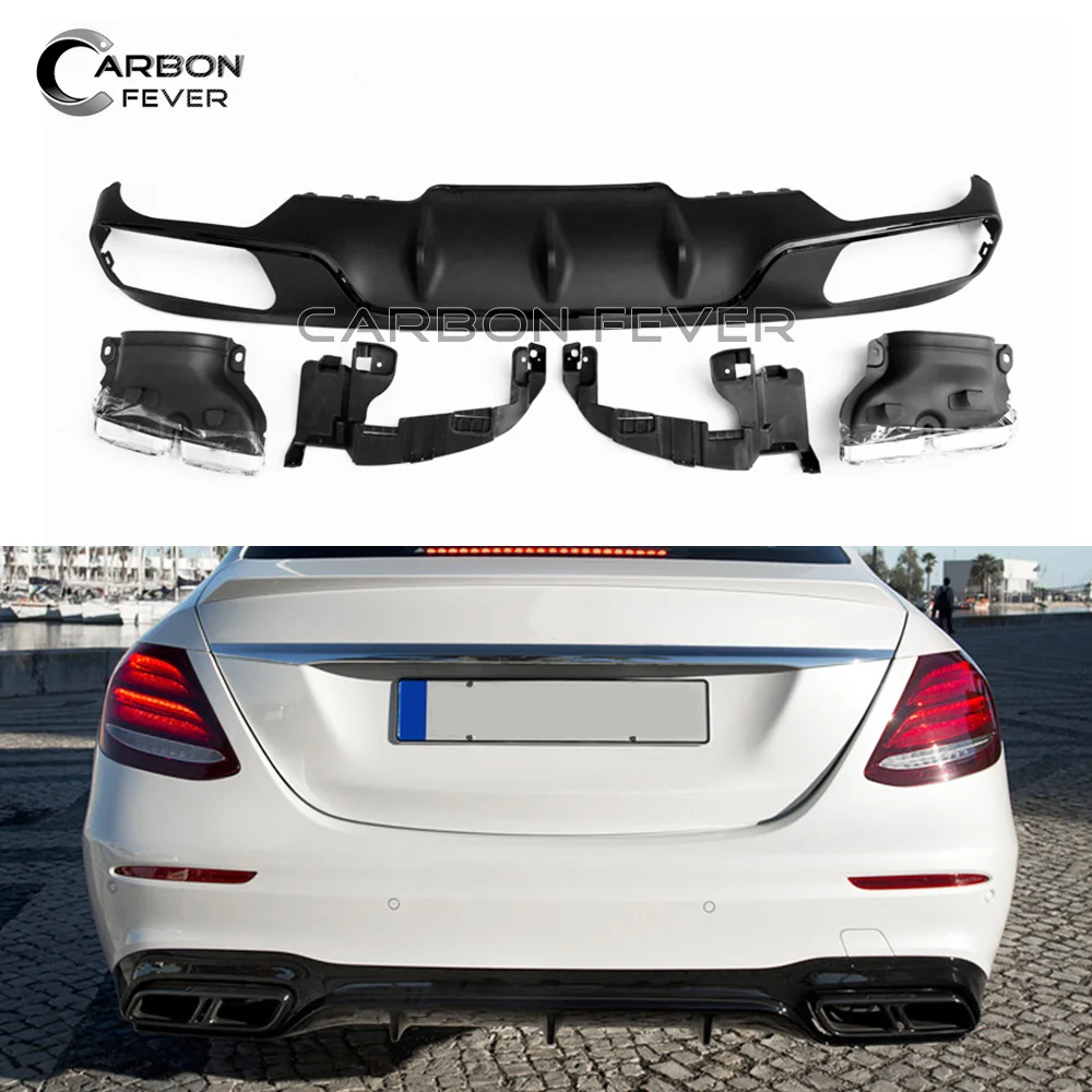 

PP Rear Bumper Diffuser For Mercedes E Class W213 4-Door Sedan Exhaust Tips Stainless Steel Gloss Black Bumpers Diffuser