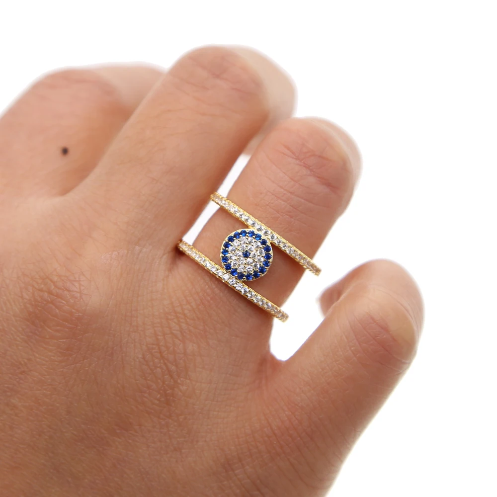 Синие кольца от сглаза для женщин кубического циркония женские турецкие Ювелирные изделия Подарки на год мода cz кольцо