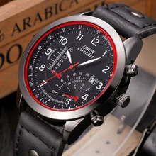 XINEW hommes quartz-montre de bande de cuir noir montre Mâle Étanche hommes de mode mens watch top marque relogio masculino esportivo
