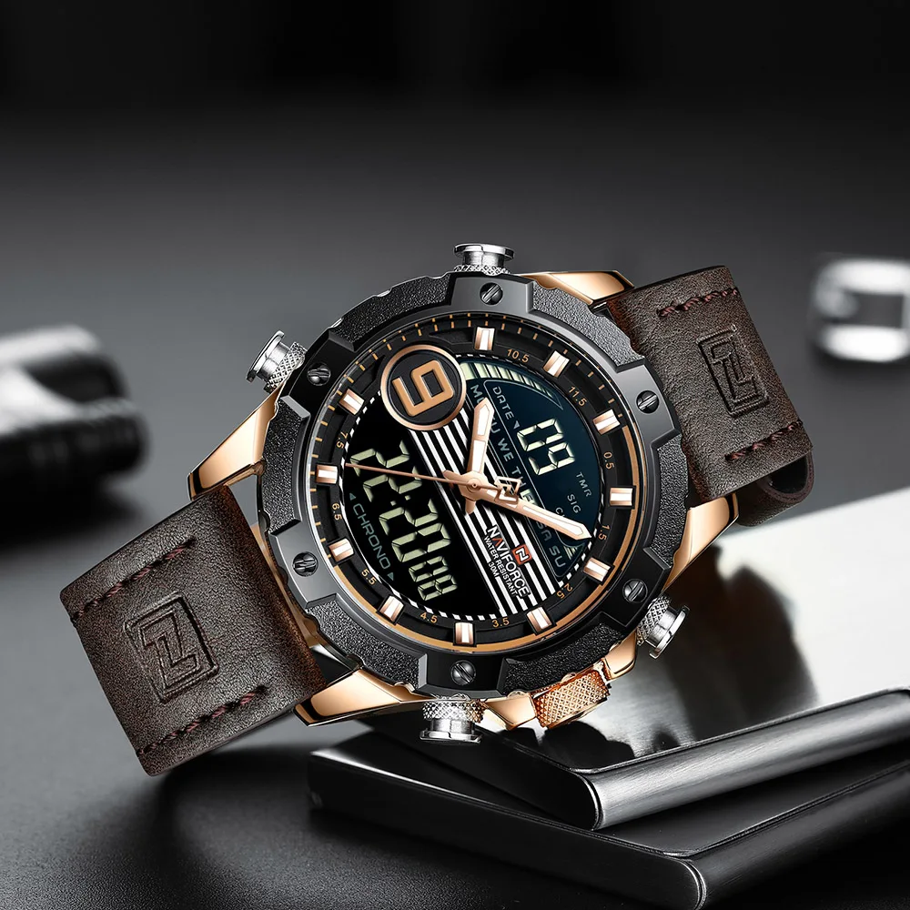 

Fashion Mens Watches Top Sport Luxury Military Waterproof LED Digital Sport Mens Clock Male Wrist Watch reloj hombre Naviforce