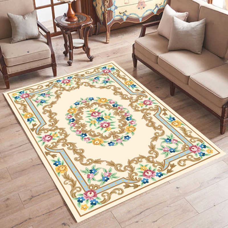 

Oriental Area Rugs Bedroom Sofa 3D Carpets Door Mat European Palace style Moisture Absorbent Short Plush Mat Living Room Rug