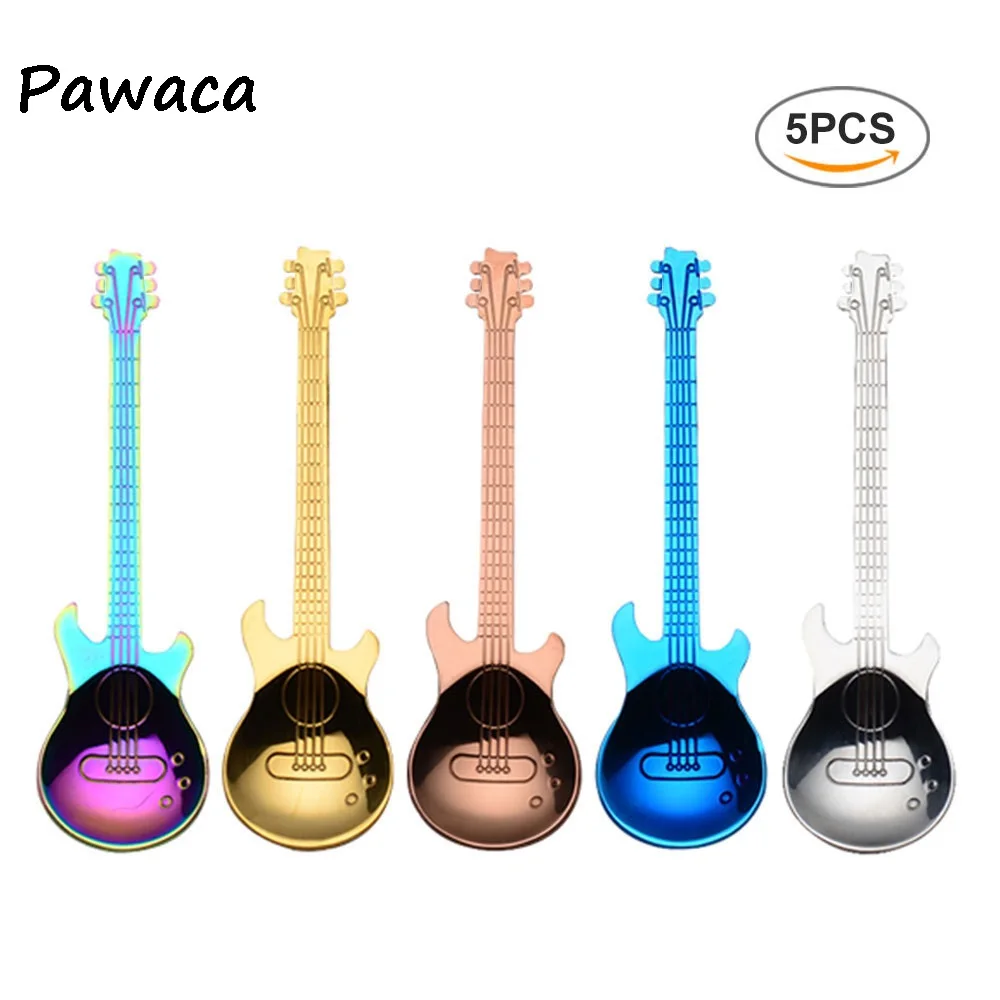 

5Pcs/Set Kitchen Coffee Spoon Create Stainless Steel Coffee Scoop Rose Gold Black Cutlery Tea Spoon Coffee Accessories Teaspoon