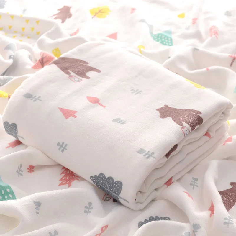 4 слоя бамбуковые муслиновые пеленальные одеяло для новорожденного одеяло для ребенка пеленать одеяло прямоугольной формы, из муслина пеленки Хлопок Детская ванна - Цвет: 7 xiaoxiong