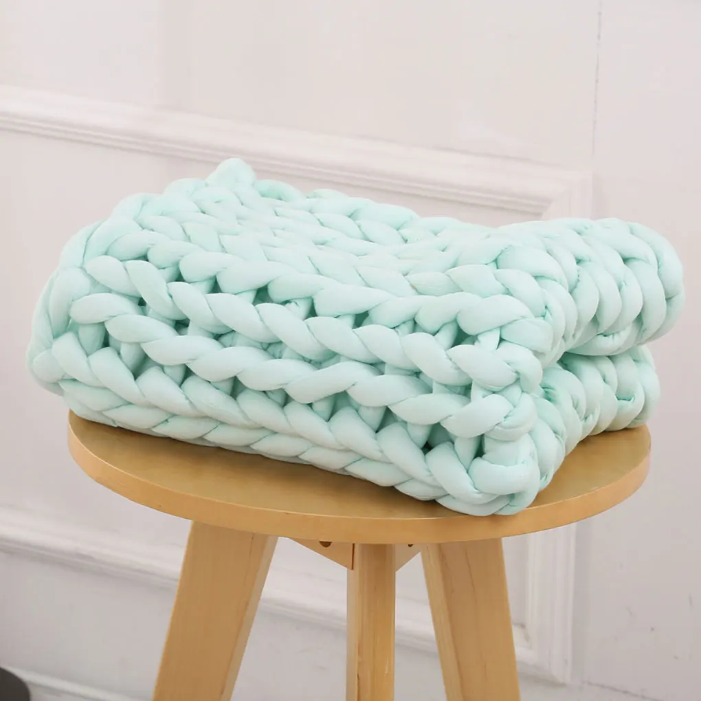 Толстое шерстяное одеяло массивный вязаный дверной коврик ковер диван кресло-кровать декоратор домашний декор ручное вязаное одеяло