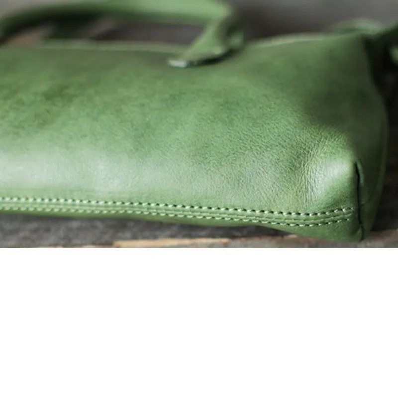 AETOO Summer new art and art forest women's bag green leather retro shoulder bag shoulder bag leather diagonal small bag