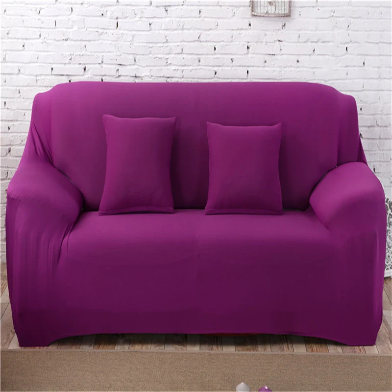 Твердые Цвет эластичные чехлы для диванов спандекс европейских и американских полиэстер угловой диван кушетка чехол стоматологическое кресло крышка протектор Гостиная 1/2/3/4 местный - Color: dark purple