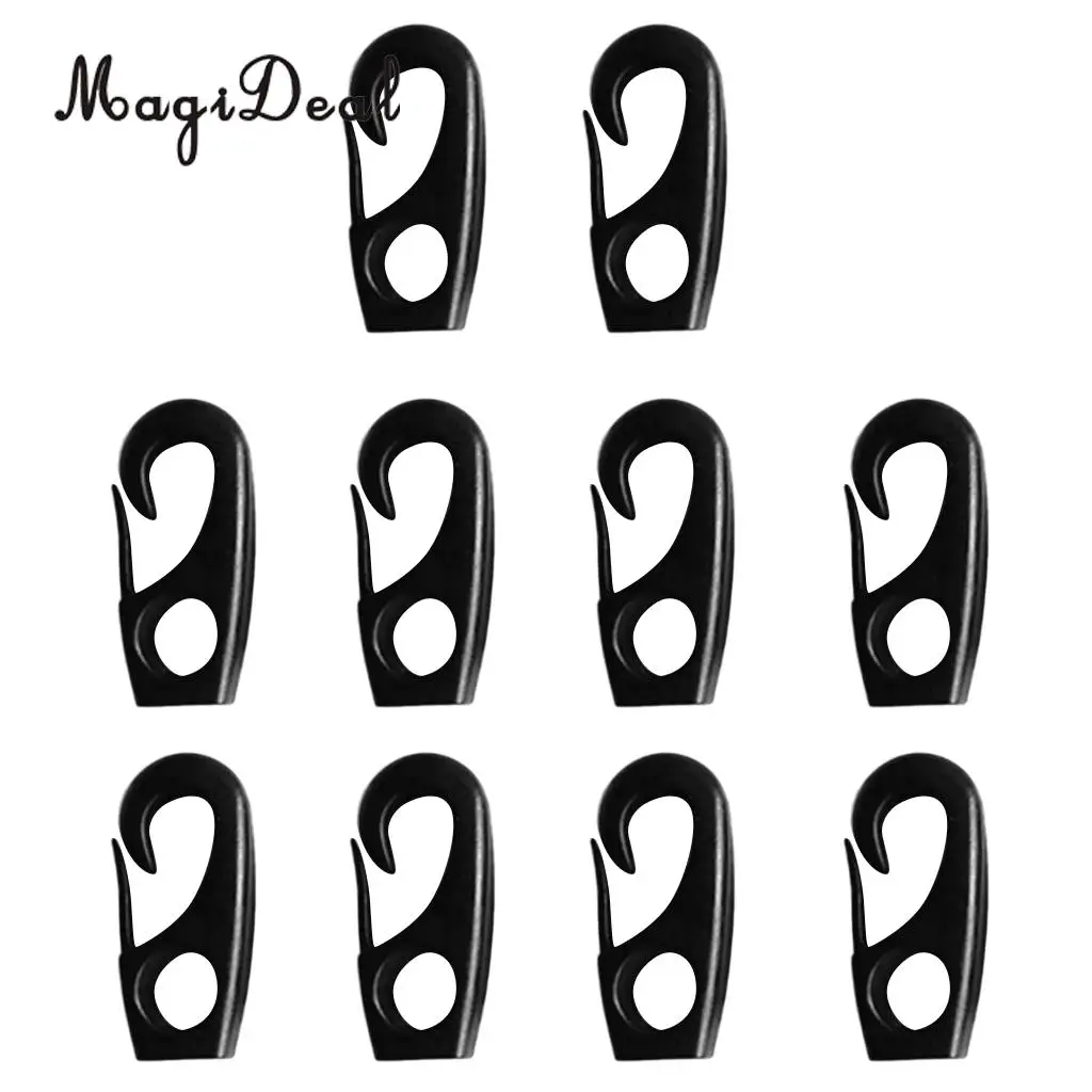 MagiDeal 10Pcs Black Plastic Bungee Hooks for 7mm Shock Cord Tie Down Strap Boat Canoe Kayak DIY Accessories