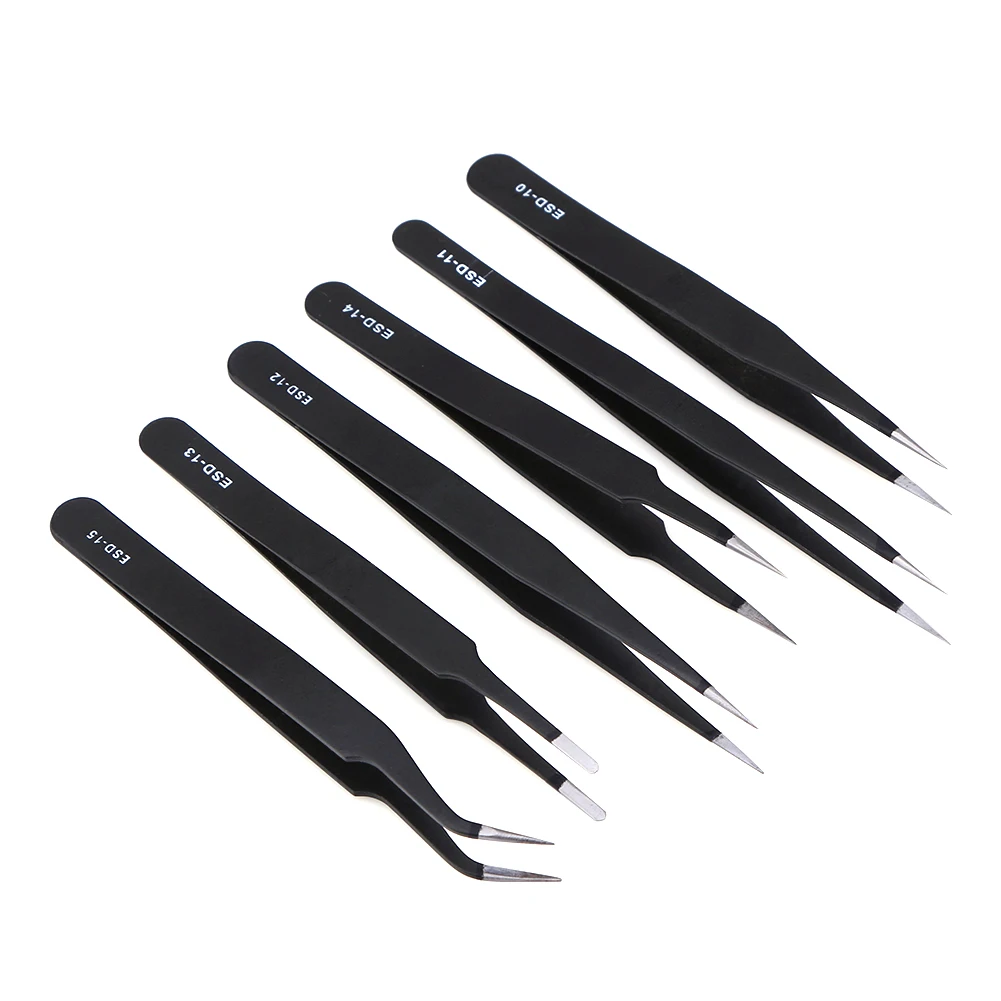 

2/6/8PCS Anti-static Stainless Steel Tweezers Repair Maintenance Tool Kits ESD10-ESD17 Electronic Product Repair Tools Hand Tool