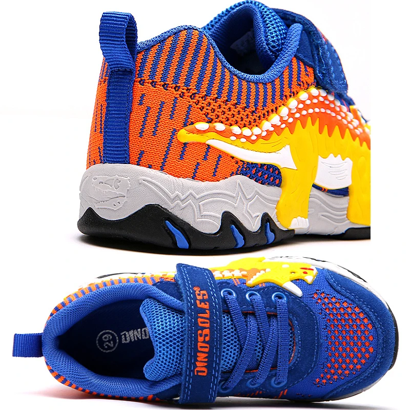 Dinoskulls 2019 الاطفال الفتيان تضيء الأحذية شبكة LED الأطفال رياضية 3D ديناصور طفل الفتيان المدربين الخريف تنس ملابس رياضية