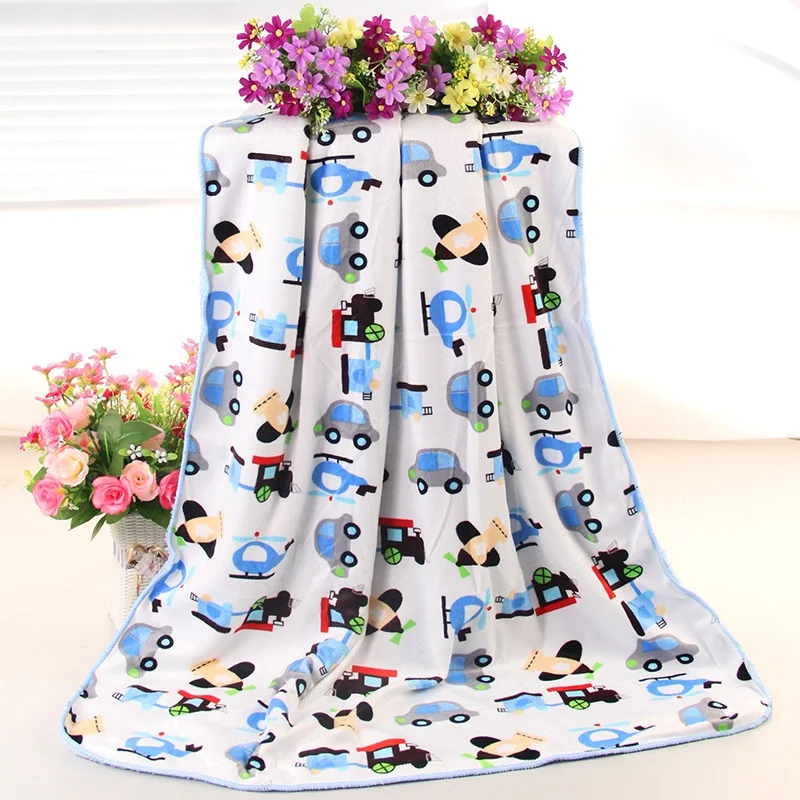 

102*76cm Autumn Winter Baby Blankets Warm Newborn Boy Girl Swaddles Baby Bath Towel Cartoon Double Thick Padded Infant Blanket