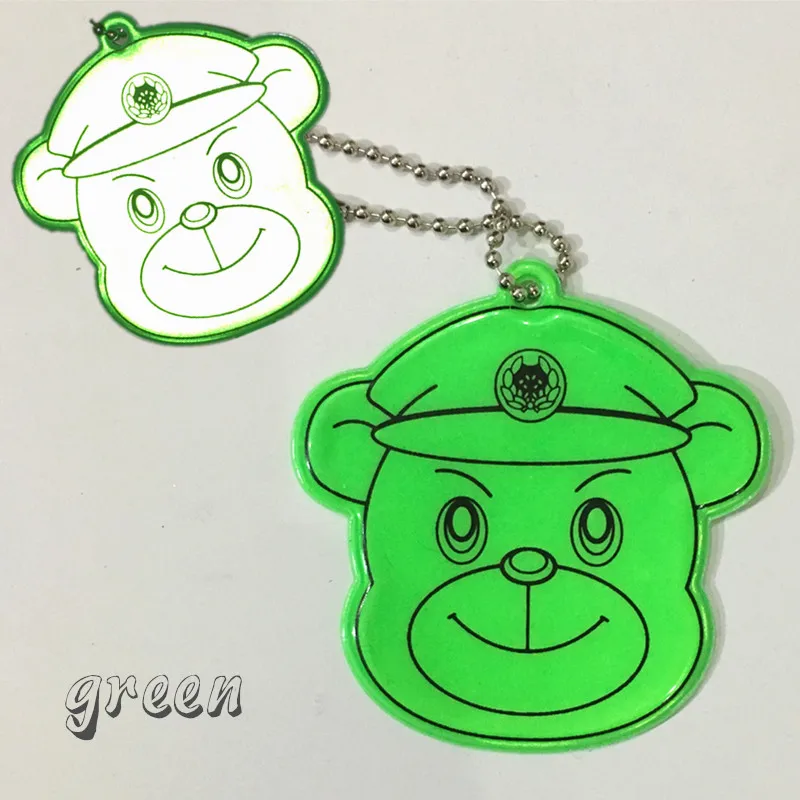 

NEW.Safety warning bear reflective pendant key chain Bag accessories Random selection improves night visibility,free shipping