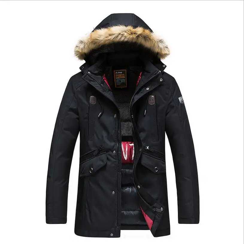 

High Quality Men Hooded Winter Jackets Outwear Casual Warm Long Coats New Fashion Winter jacket Men Long Down Jackets