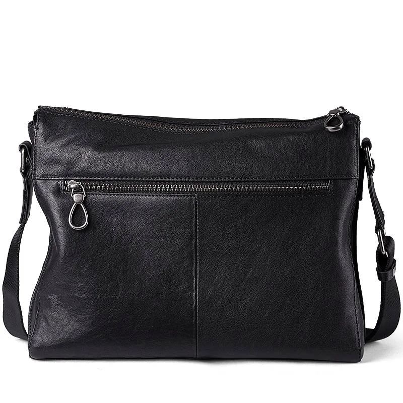 AETOO Men's cowhide shoulder bag, men's casual business leather crossbody bag, trendy horizontal portable leather bag