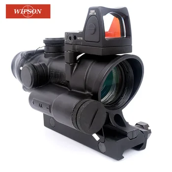 

WIPSON Tactical ACOG 4x32 LED Scope HD Sight Scope Illuminated RifleScope With Reflex Adjustable Min Red Dot Sight