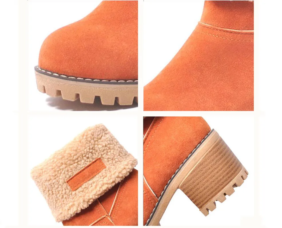 Ceny SWYIVY kobiety Snowboot buty zimowe kobieta ciepłe futro 2019 nowe buty zimowe wodoodporne buty śniegowe gruby blok pięty kostki buty kobiety