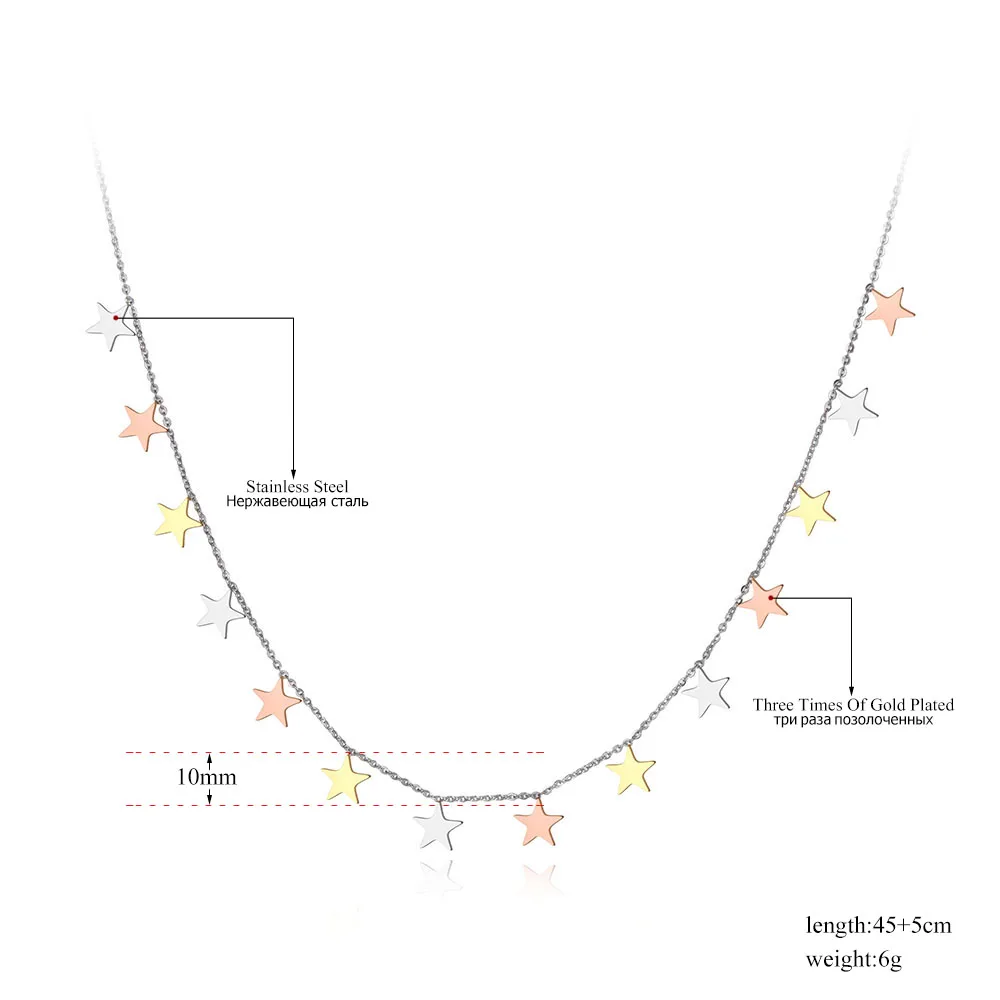 Lokaer Модный дизайн титановая нержавеющая сталь 3 Золотая звезда Красивая подвеска на ожерелье цепочка ожерелье для женщин N19069