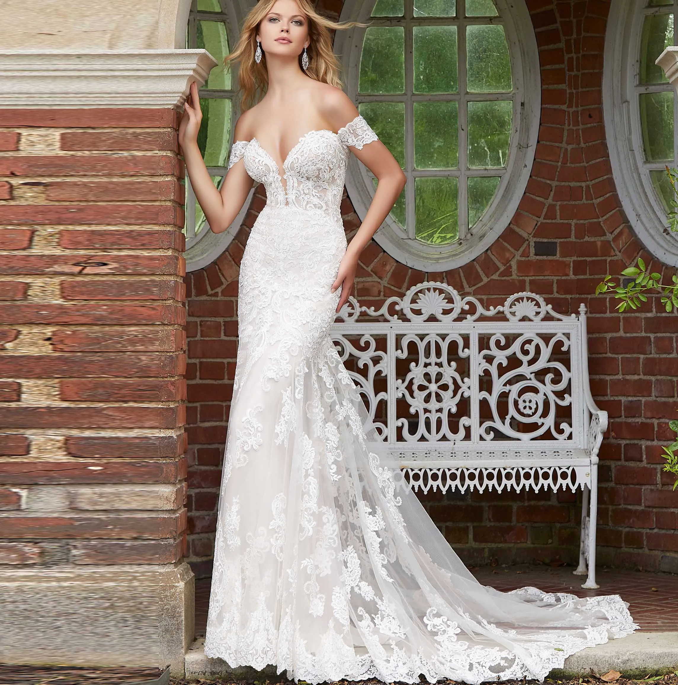 

2019 Mermaid Wedding Dress Off The Shoulder Lace Appliques Elegant Sexy Lace Trumpet Wedding Dresses vestido de noiva