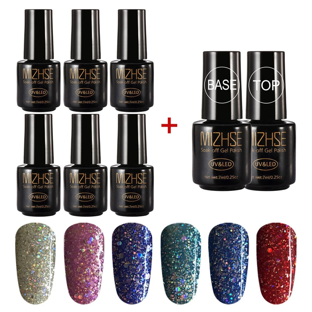 MC-D15 MIZHSE гель для ногтей с блестками лак Гель-лак для ногтей, Vernis Перманентный лак для ногтей маникюрный набор, грунтовка, база, основа, и верх-акрил гель лак - Цвет: MC-D15