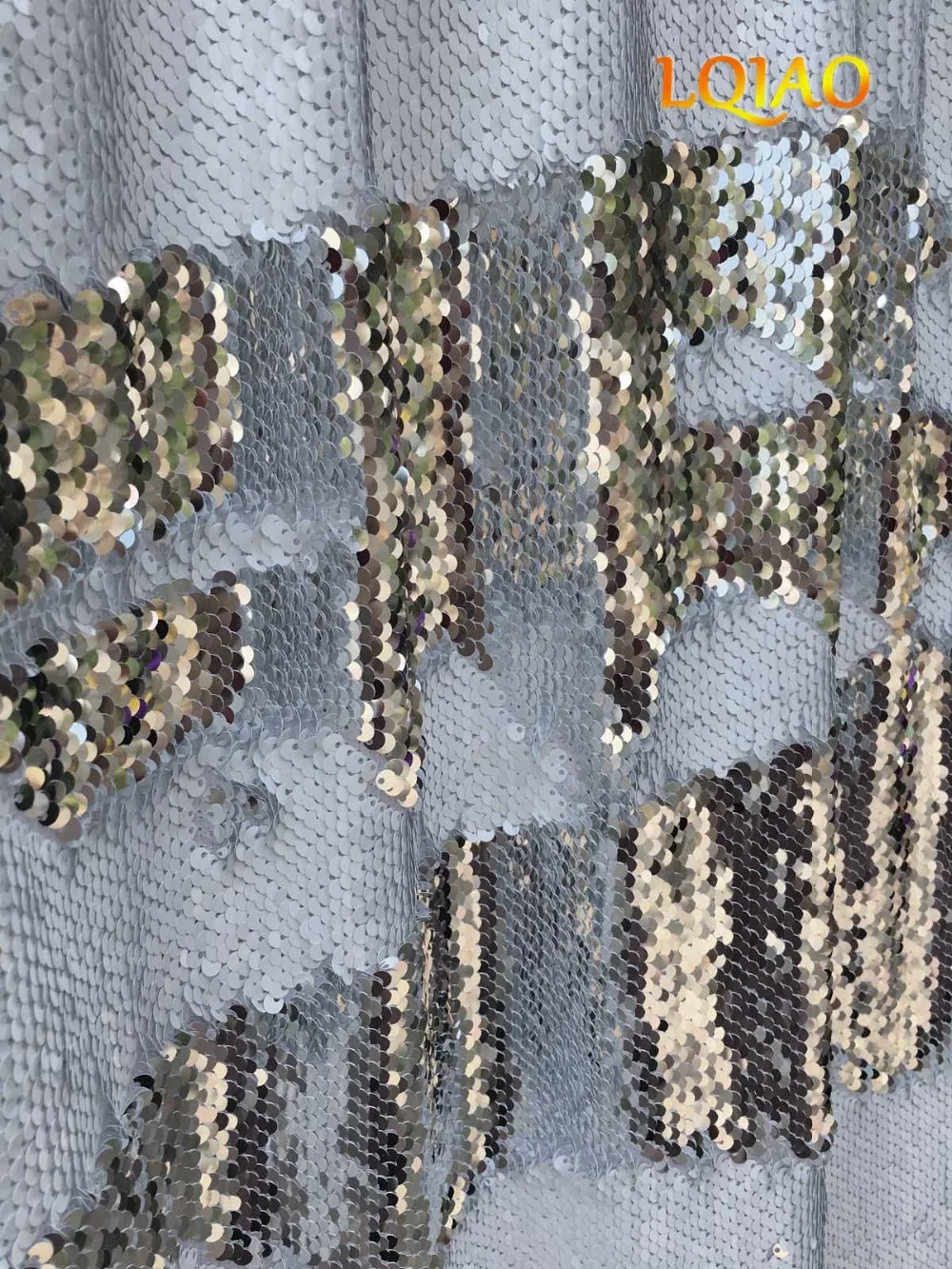 

Two Color-White and Silver Reversible Sequin Backdrop Curtain,4FTX8FT Mermaid Flip Up Sequin Fabric Wedding Photography Backdrop