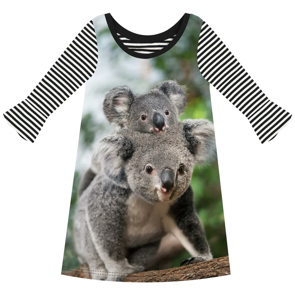 girl dress Long sleeve Girls stripe Dresses new Kids nice The koala