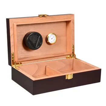 

good priceLuxury Classical Black Glossy Piano Finish Cedar Wood Cigar Humidor Pretty Storage Box with Lock Humidifier Hygrometer