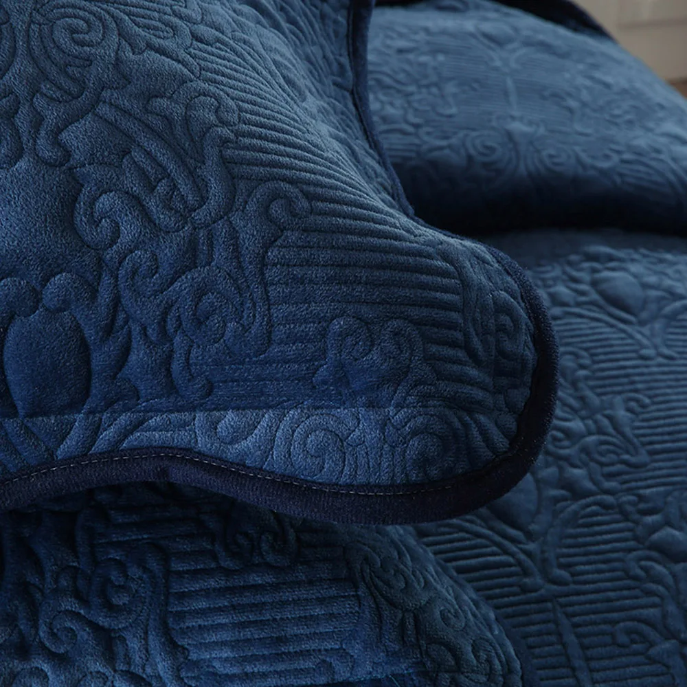 Papa& Mima темно-синий мягкий спальный Покрывало наволочки 3 шт. наматрасник простыни комплект queen King размер флисовая ткань