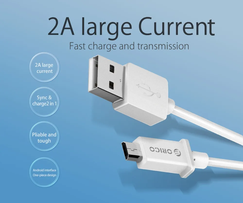 Orico Micro USB кабель 2A Быстрая Зарядка Синхронизация данных Реверсивный цельный разъем Usb кабель для Iphone Xiaomi Redmi Note 4 huawei