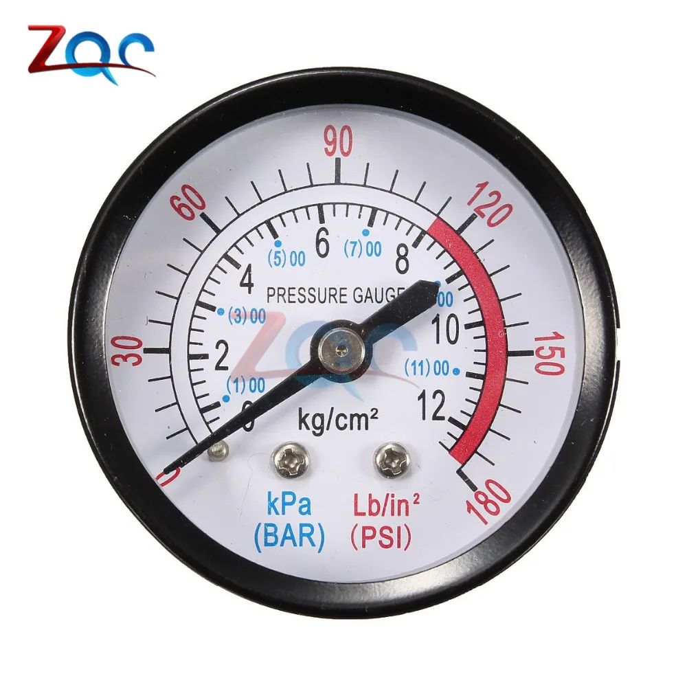 13mm 1/4 BSP Thread 0-180 PSI 0-12 Bar Air Pressure Gauge For Air Compressor Iron Diameter about 52mm
