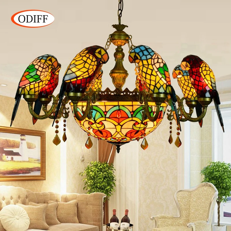 ODIFF European 6 8 heads Living room dining room Parrot Crystal